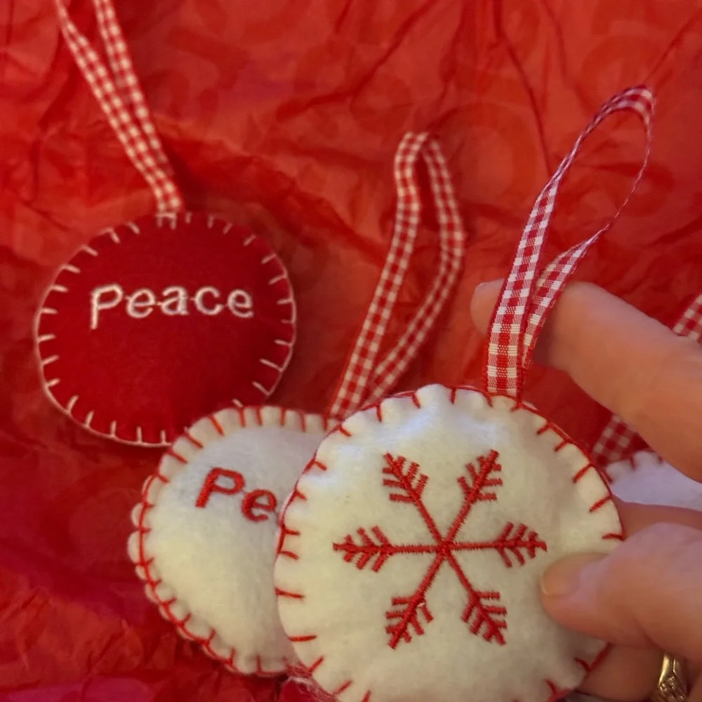 VTG/ Target Red and White Felt Holiday Ornaments